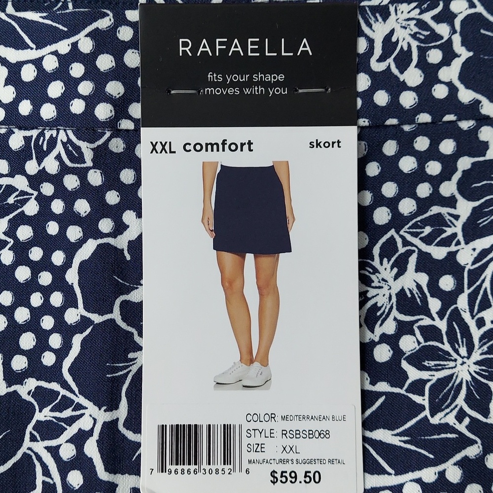 *🆕 Rafaella Comfortable Stretchy Skort Mediterranean Blue Floral, Size XXL, NEW - Picture 2 of 9